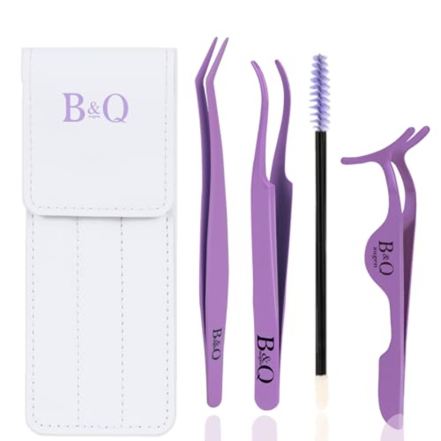 Lash Extension Tweezers - BandQ Eyelash Applicator Tool 3 PCS