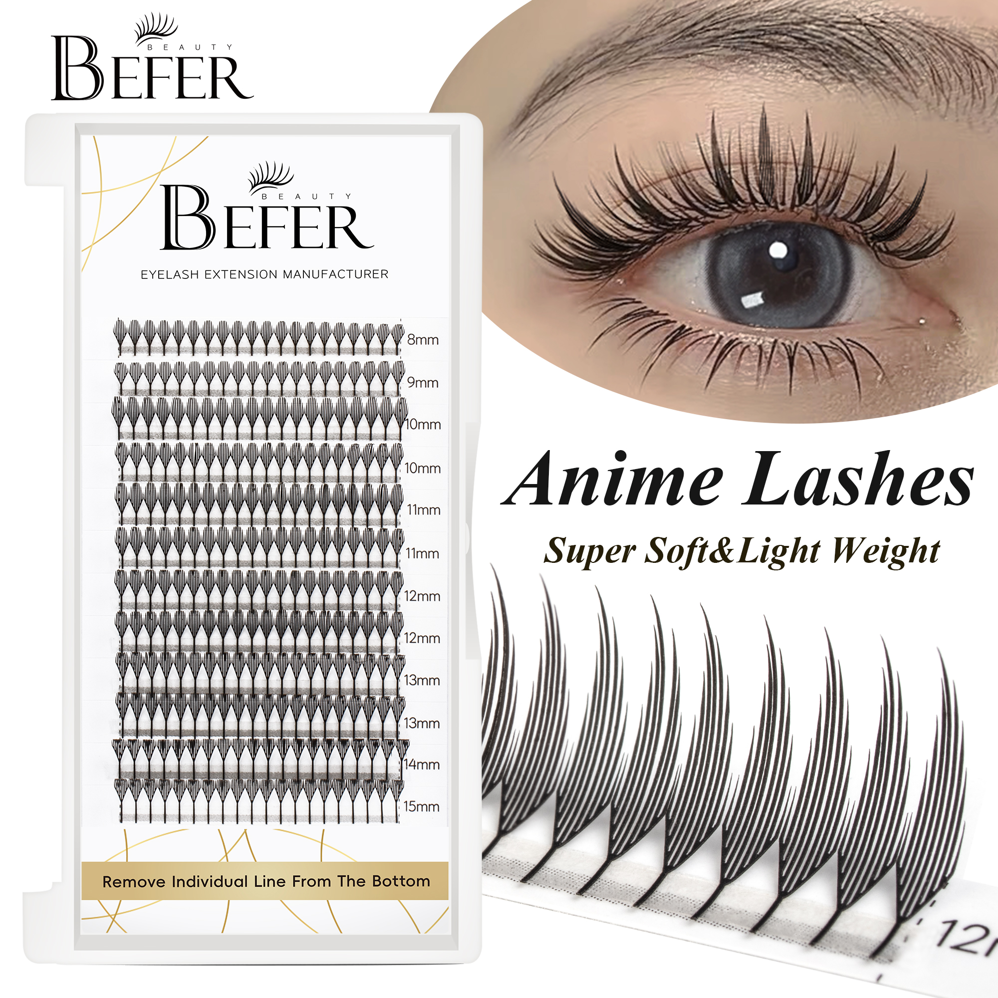 Befer Beauty Anime Lashes 240  - Eyelash Extension Cat Eye reseña y precio