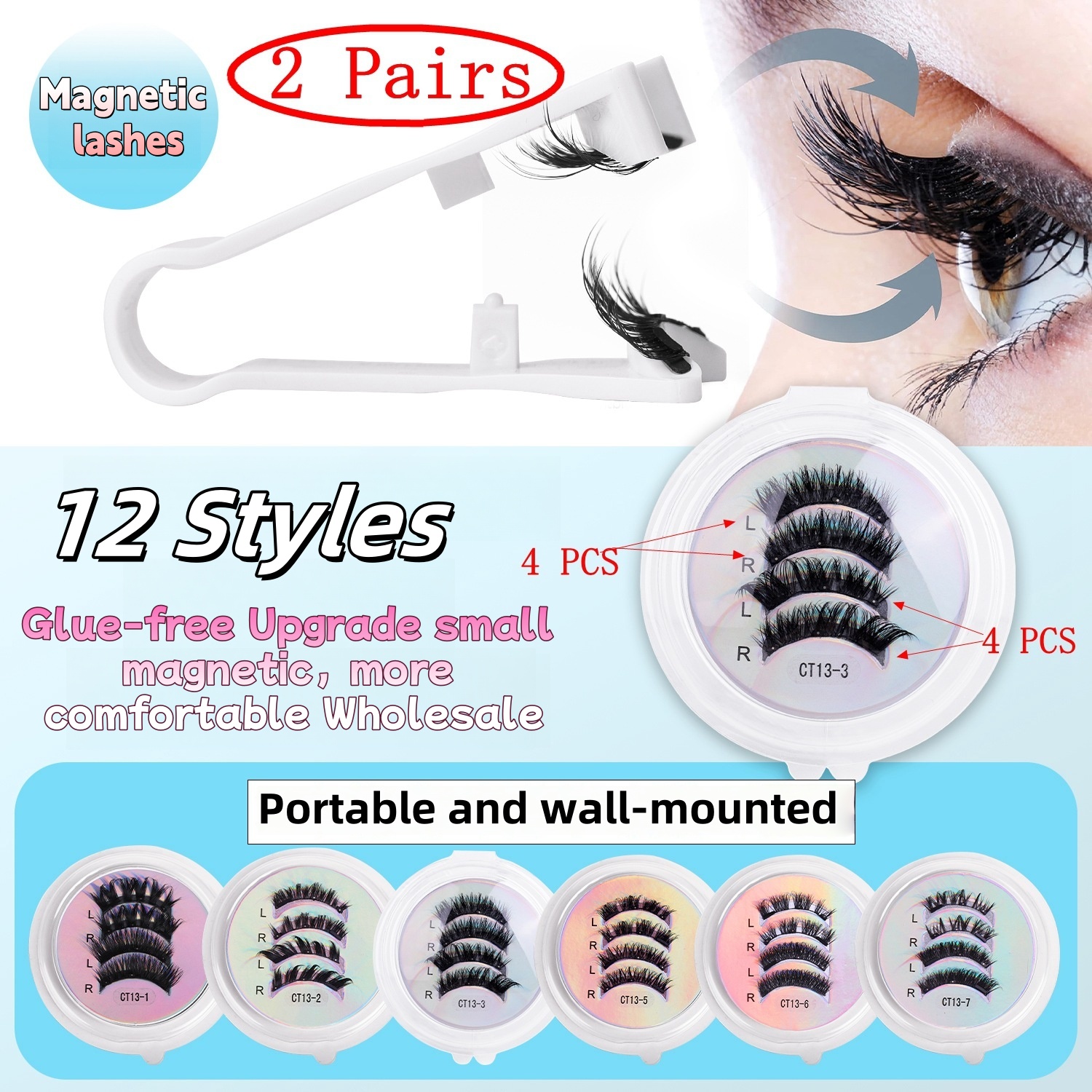 2Pairs Magnetic Eyelashes Thic - Eyelash Extension Cat Eye reseña y precio