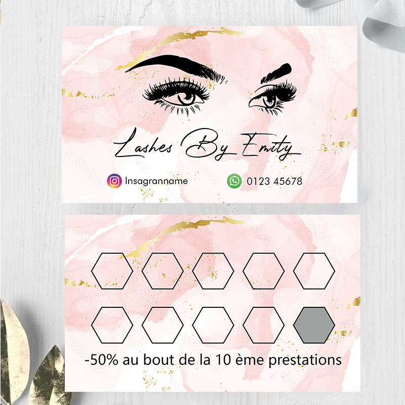 Custom Loyalty Cards with Logo - Eyelash Extension Aftercare reseña y precio