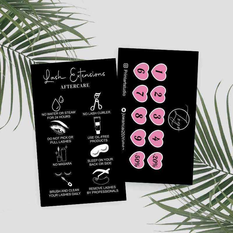 Custom Loyalty Cards with Logo - Eyelash Extension Aftercare reseña y precio