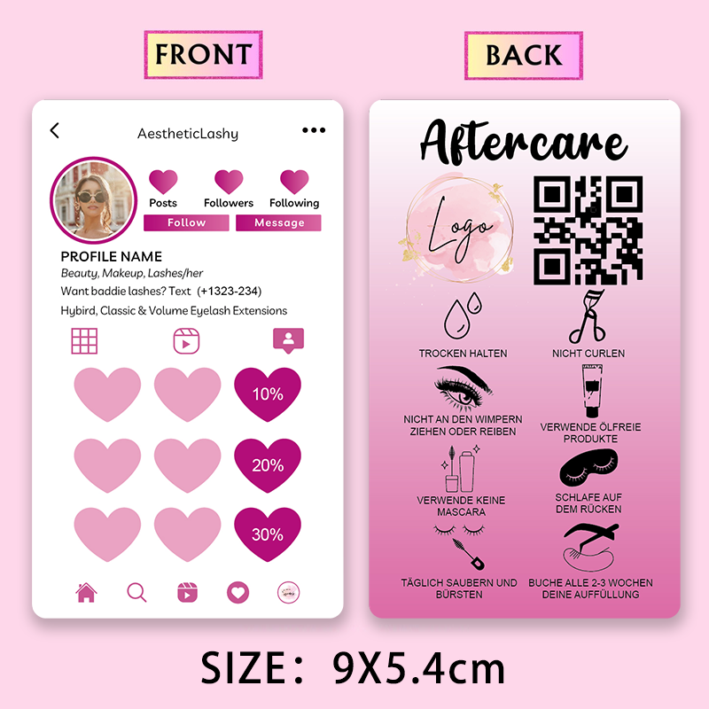 Custom Loyalty Cards with Logo - Eyelash Extension Aftercare reseña y precio