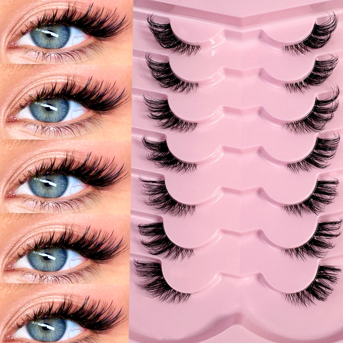 7Pairs Half Eye Lashes Natural - Eyelash Extension Cat Eye Wispy reseña y precio