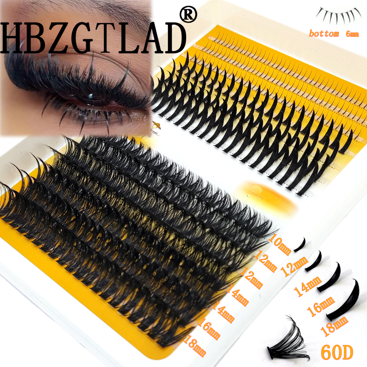 HBZGTLAD 60D-120D eyelash clus - Eyelash Extension Doll Eye reseña y precio