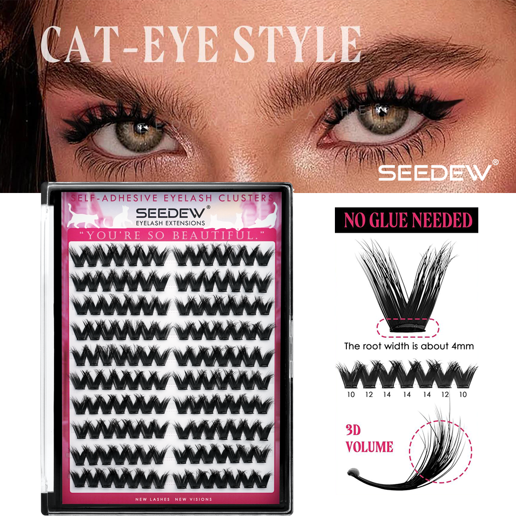 SEEDEW 3D V-shaped Thick False - Eyelash Extension With Glue reseña y precio