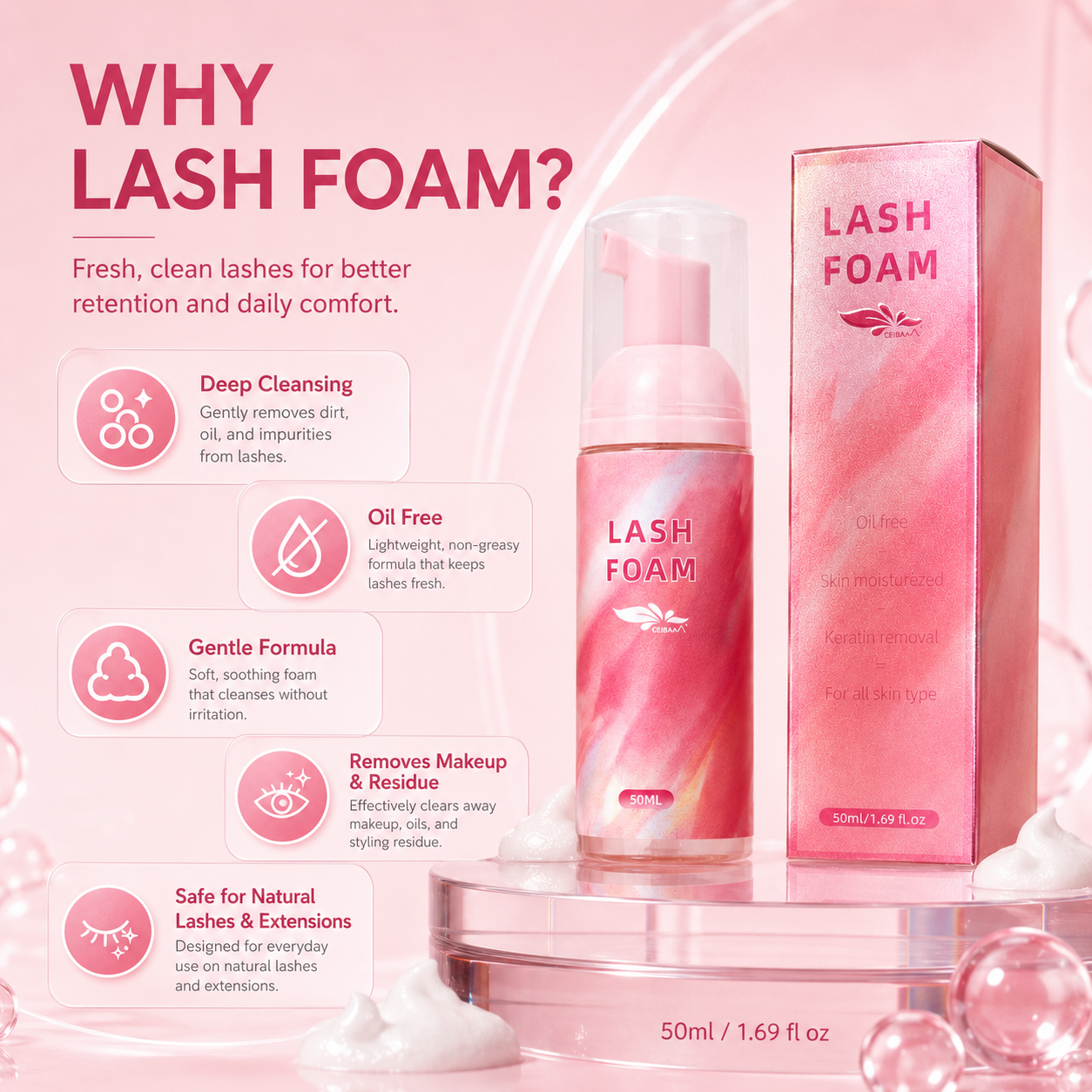 50ml Lash Foam Eyelash Extensi - Eyelash Extension Aftercare reseña y precio