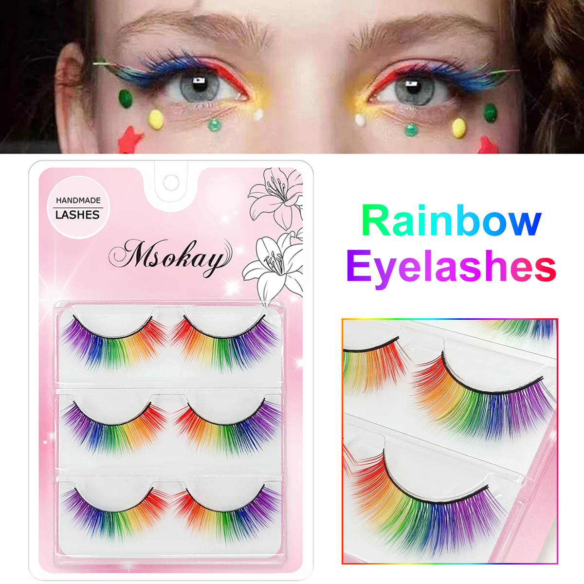 3 Pairs 3D Fluffy Colorful Eye - Eyelash Extension Doll Eye reseña y precio