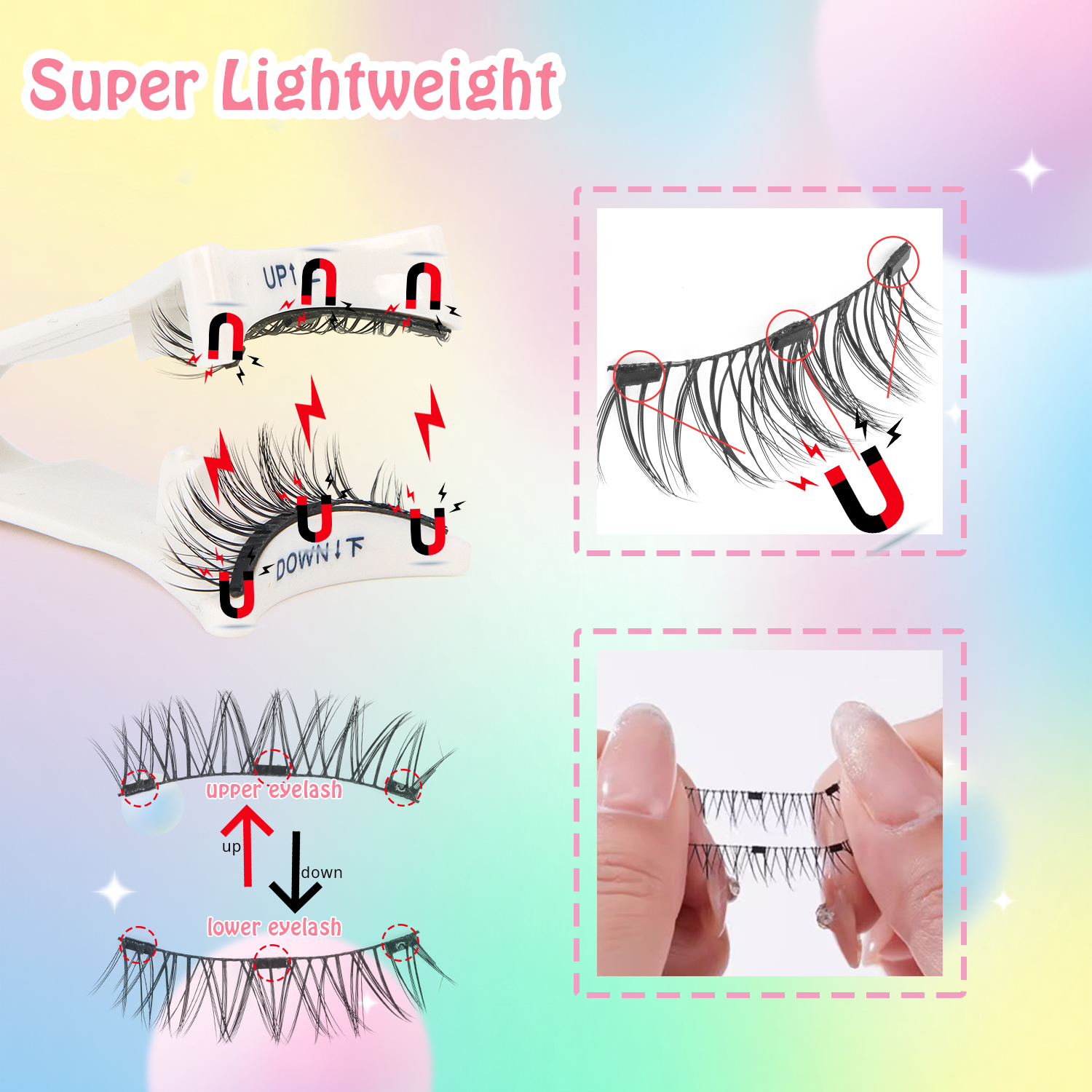 1 Pair Magnetic Eyelashes Set  - Lash Extension Tweezers reseña y precio