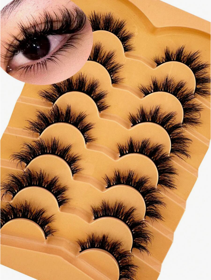 7 Pairs Faux Mink Lashes Fluff - Eyelash Extension Cat Eye Wispy reseña y precio