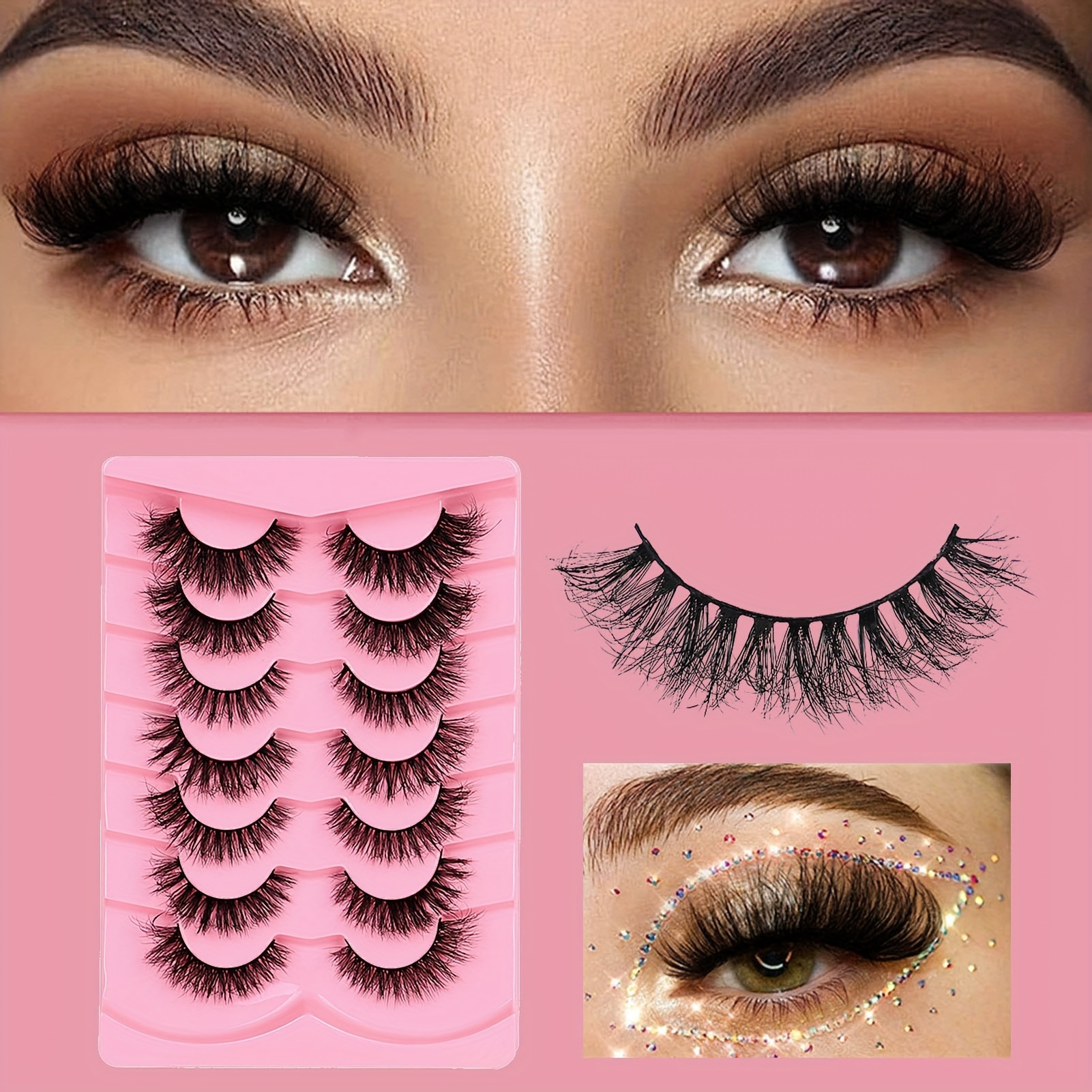 Mink Lashes Natural Look False - Eyelash Extension Cat Eye Wispy reseña y precio