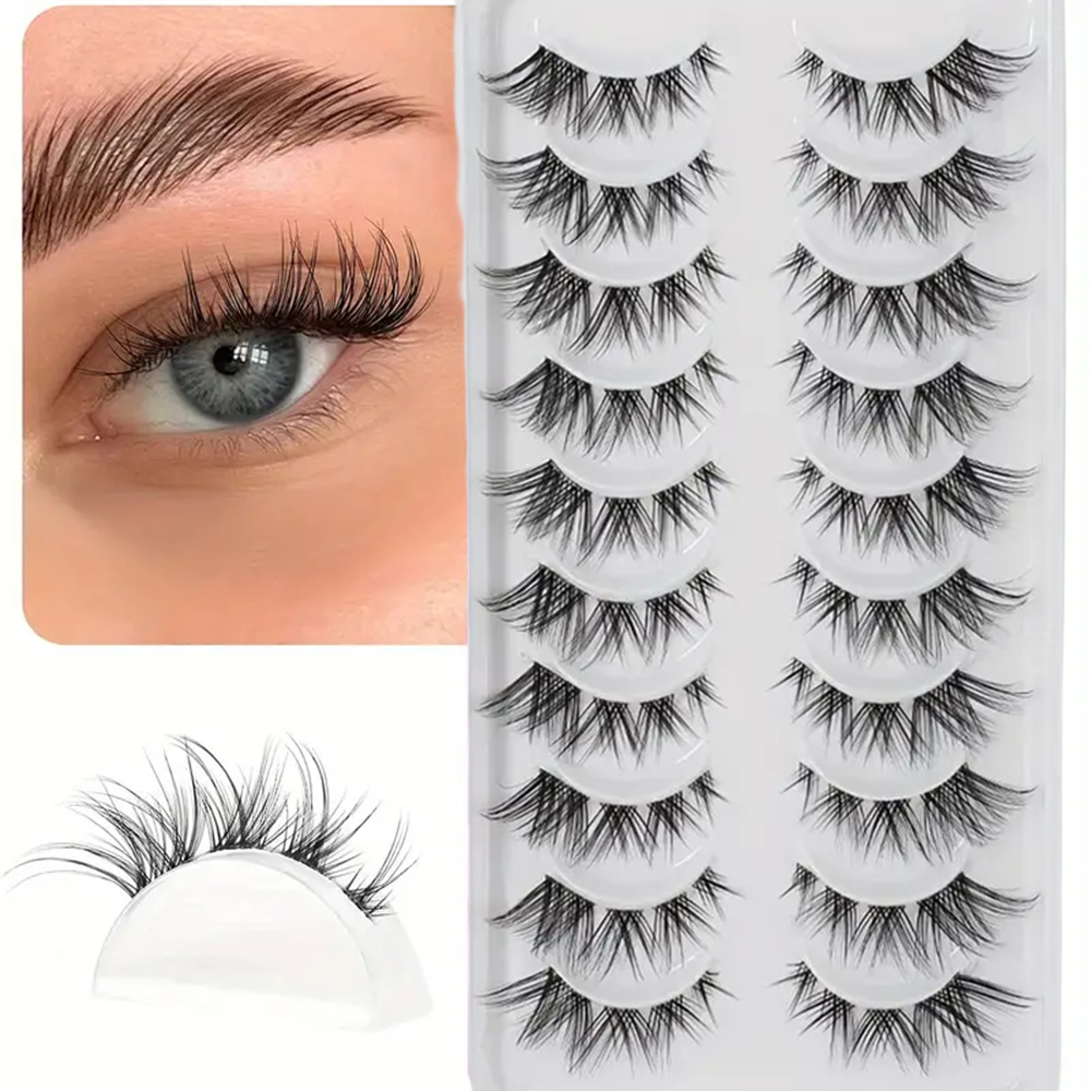 10 Pairs False Eyelashes Clust - Eyelash Extension Cat Eye Wispy reseña y precio