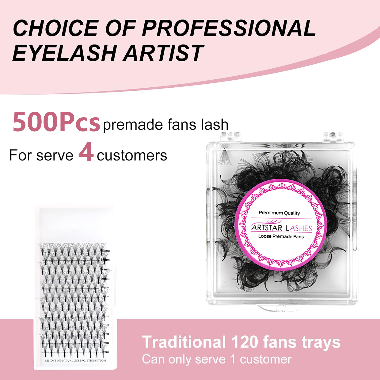 ARTSTAR 500 Fans Loose Fan Eye - Eyelash Extension Human Hair reseña y precio