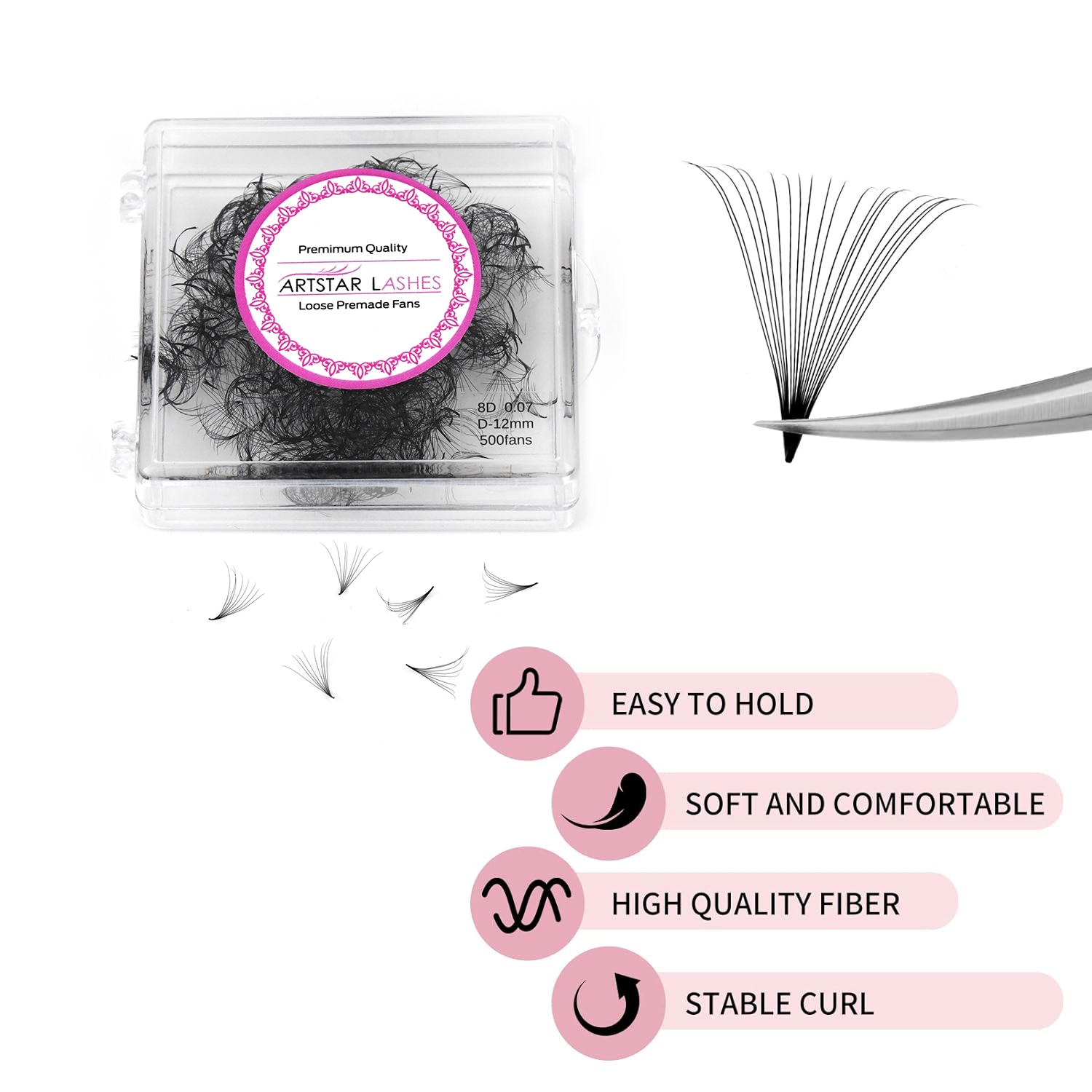 ARTSTAR 500 Fans Loose Fan Eye - Eyelash Extension Human Hair reseña y precio
