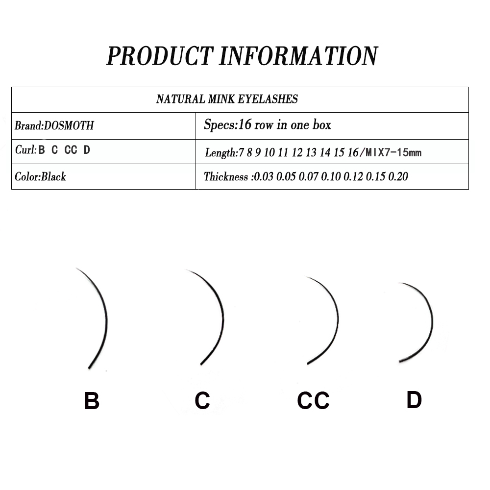 DOSMOTH 10 boxes 16rows 7-16mm - Eyelash Extension Human Hair reseña y precio