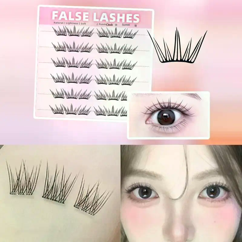 6 Rows Dense Natural False Eye - Eyelash Extension With Glue reseña y precio