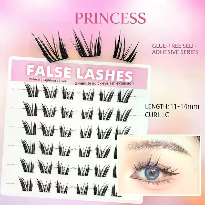 6 Rows Dense Natural False Eye - Eyelash Extension With Glue reseña y precio