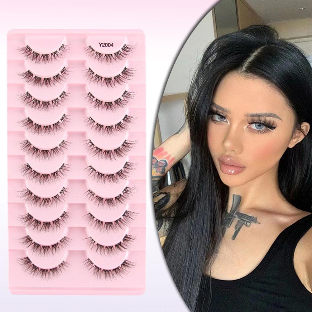 Handmade 10 Pairs 3D Faux Mink - Eyelash Extension Cat Eye Wispy reseña y precio