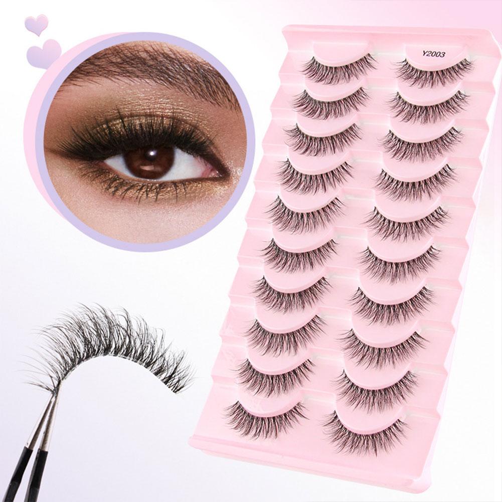 Handmade 10 Pairs 3D Faux Mink - Eyelash Extension Cat Eye Wispy reseña y precio