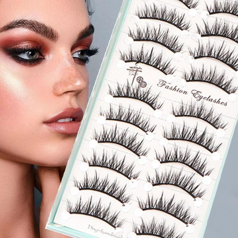 10 Pairs Natural Long Wispy Ca - Eyelash Extension Cat Eye reseña y precio