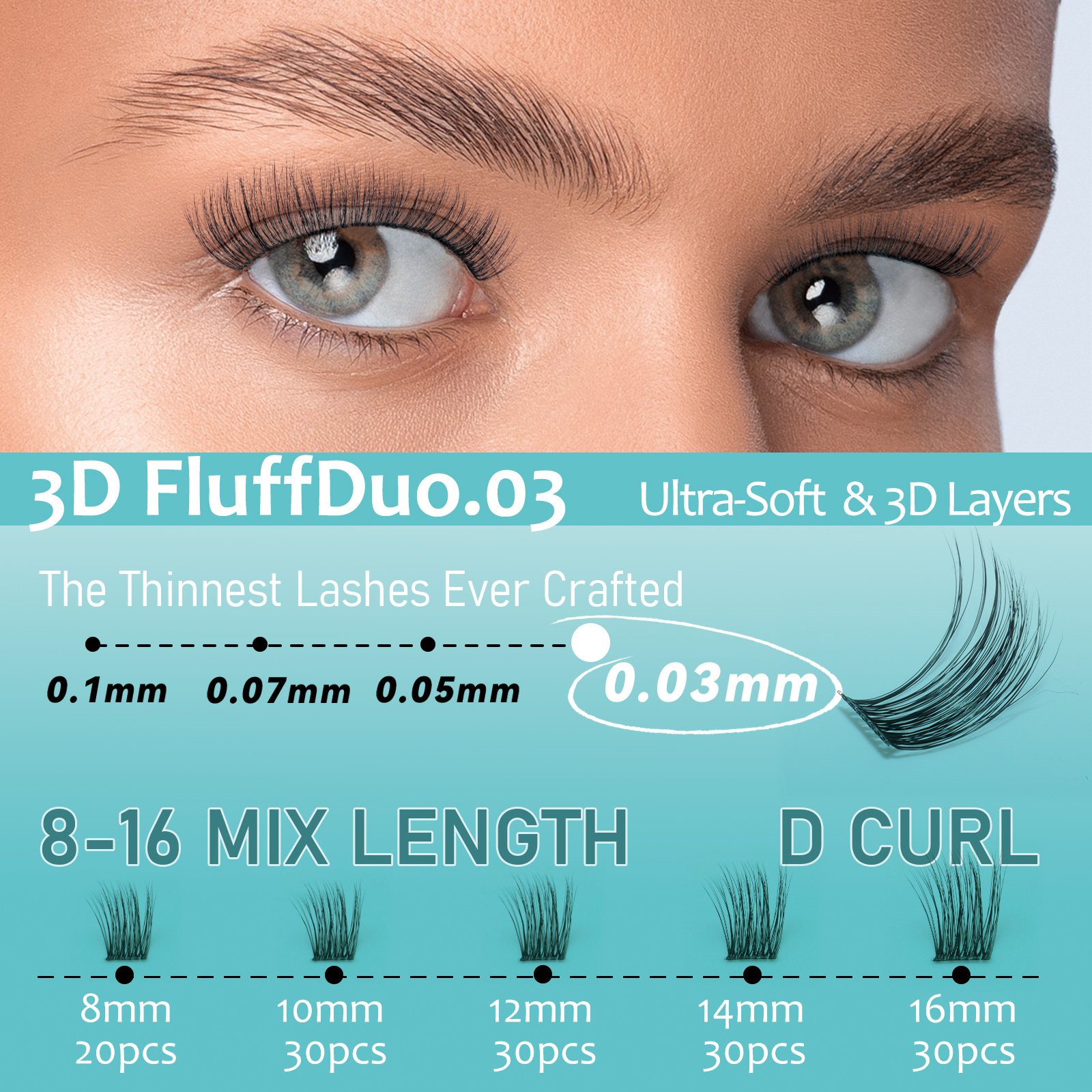 Mscici Lashes Clusters Curl 3D - Eyelash Extension Doll Eye reseña y precio