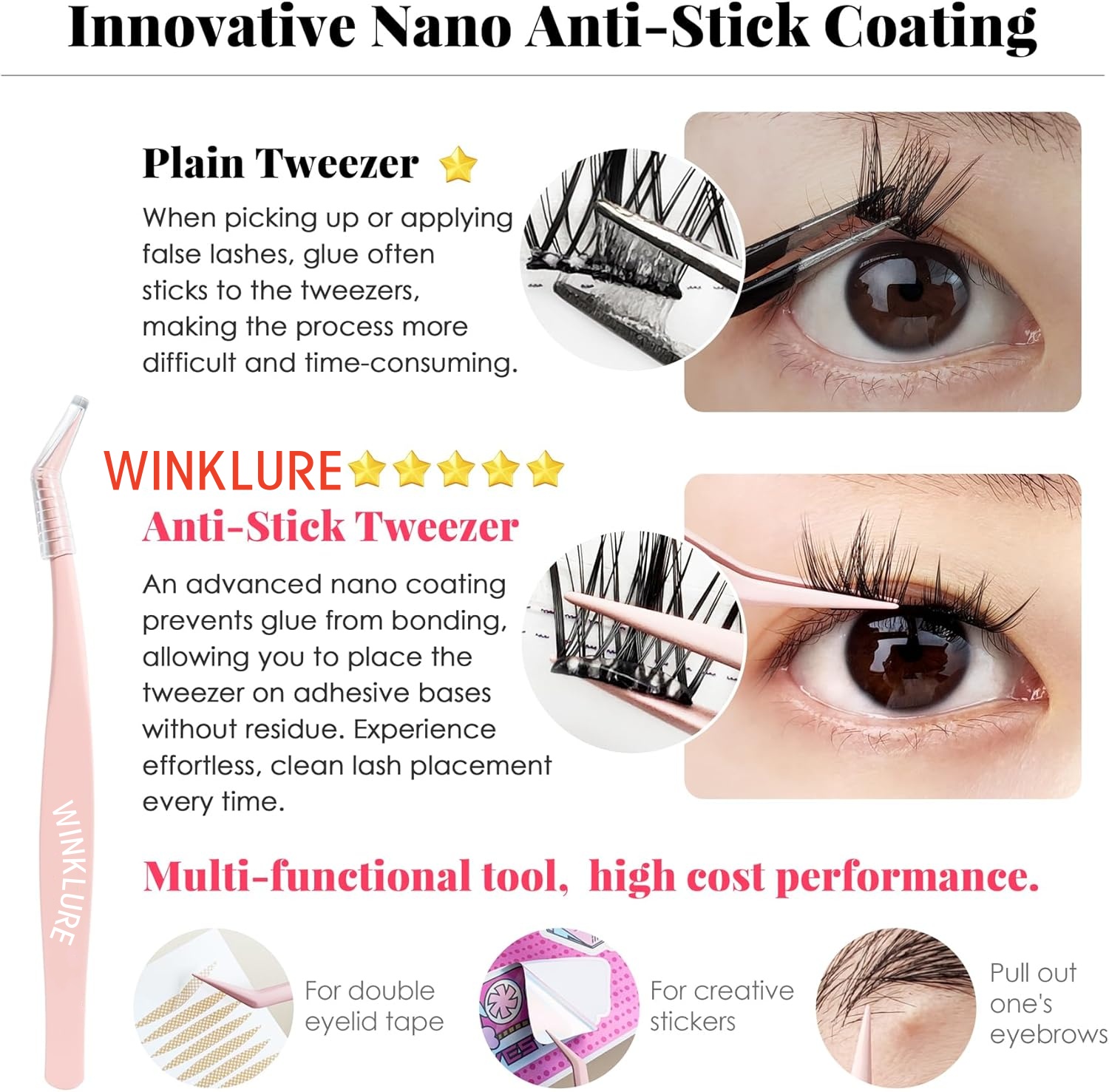 WINKLURE Self-Adhesive False E - Eyelash Extension Cat Eye reseña y precio